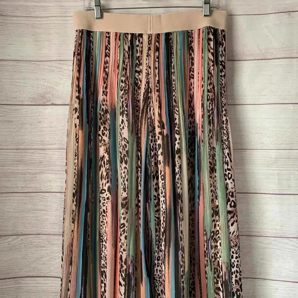 Spense Multi-Color Cheetah Print Palazzo Pants Wide Leg Animal Leopard Size M